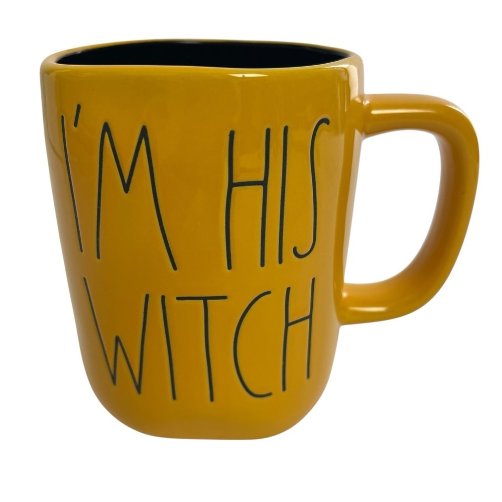 Rae Dunn Halloween Ceramic Coffee Mug “l’m His Witch” Color Yellow 5.5” Tall